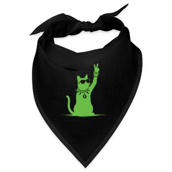 Grüne Rockmusik Katze für den Katzen Fan. - Bandana - Schwarz - Vorne