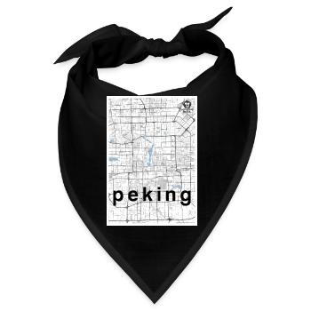 Peking Hipster Stadt Karte schwarz weiß - Bandana - Schwarz - Vorne