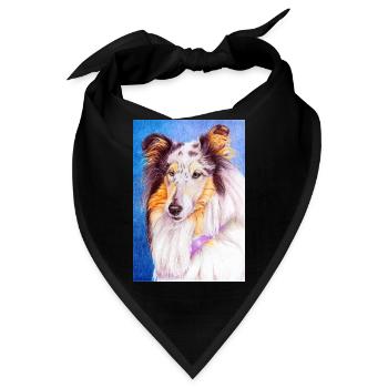 Collie blueMerle Aufkleber - Bandana - Schwarz - Vorne