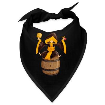 Münchner Kindl beim Anstich mit Bierfass - Bandana - Schwarz - Vorne