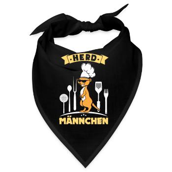 Erdmännchen als Koch und Herdmännchen - Bandana - Schwarz - Vorne