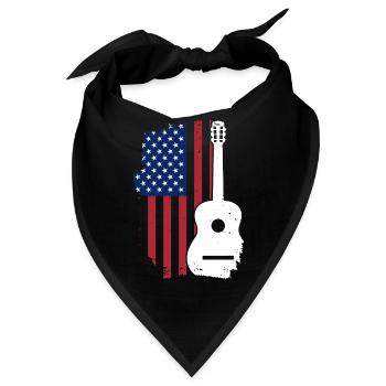 USA Flagge Gitarre - Bandana - Schwarz - Vorne