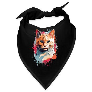 Süße dreifarbige Katze - Bandana - Schwarz - Vorne