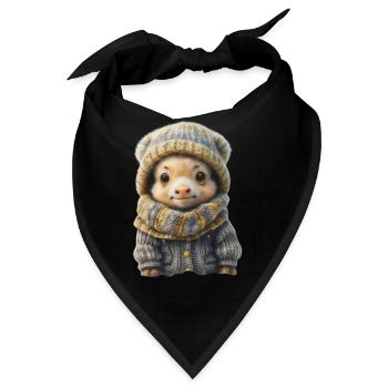 Niedliches Wintertier mit Kleidung - Bandana - Schwarz - Vorne