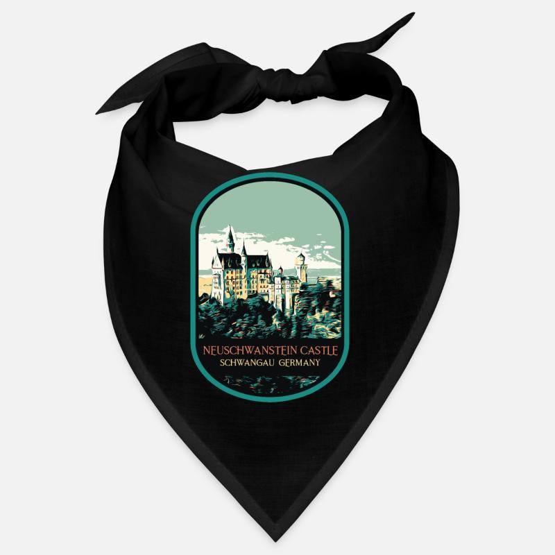 Neuschwanstein Schloss Silhouette - Bandana - Schwarz