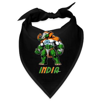 Indien Elefant Flaggen Design - Bandana - Schwarz - Vorne