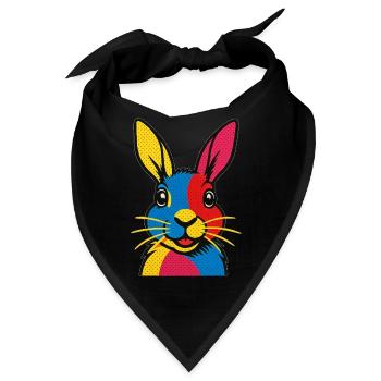 Kaninchen Pop Art - Bandana - Schwarz - Vorne