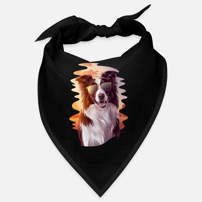 Cool border collie avant le coucher du soleil avec Bandana