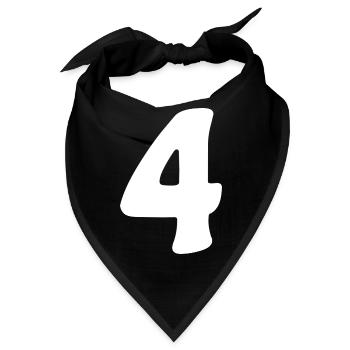 Vier: Minimalistische Ziffer 4 | Vierter - Bandana - Schwarz - Vorne