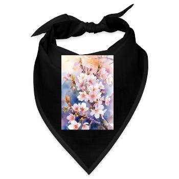Aquarellfarben pastellfarbene Kirschblüten - Bandana - Schwarz - Vorne