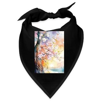 Kirschbäume in Aube Aquarell - Bandana - Schwarz - Vorne
