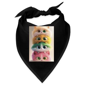 Gestapelte Regenbogen-Plüschkatzen - Bandana - Schwarz - Vorne
