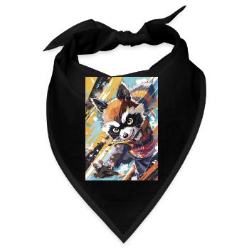 Waschbär-Abenteurer Neon in Aktion - Bandana - Schwarz - Vorne