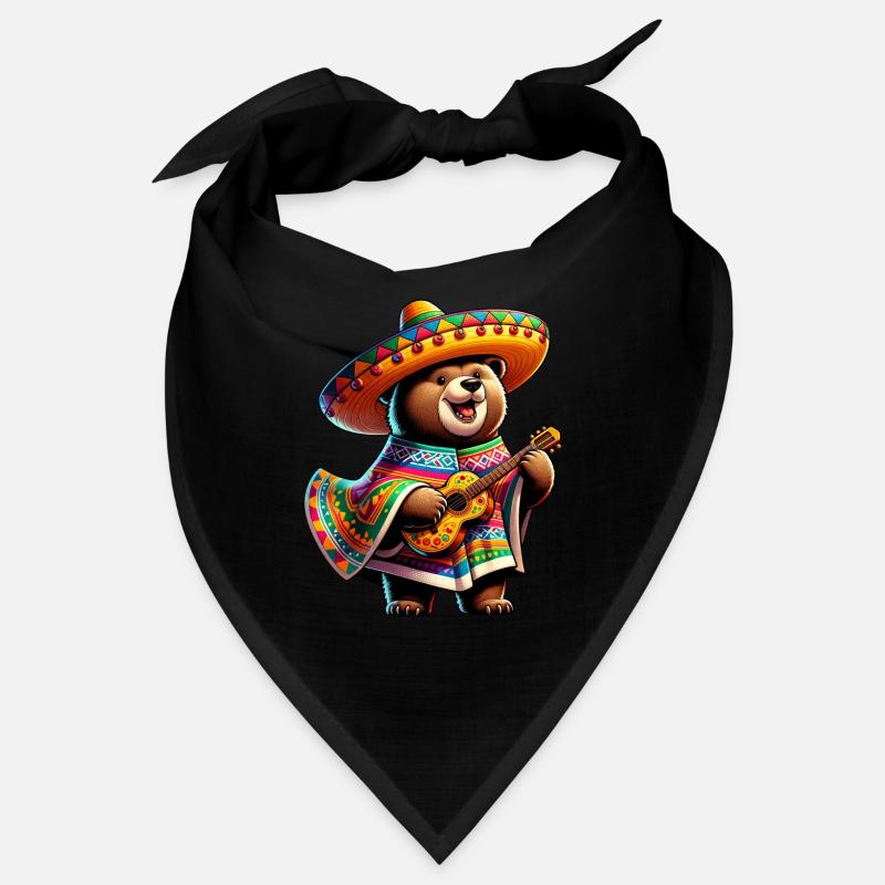 Cinco de Mayo ours mignon dessin animé guitariste Design Bandana