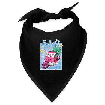 Kawaii Makronen Milkshake Japana Erdbeere - Bandana - Schwarz - Vorne