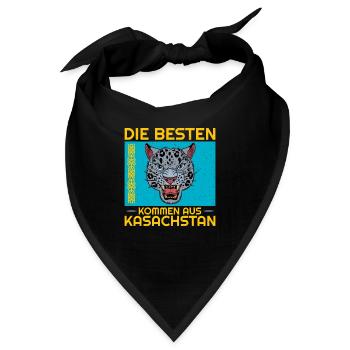 Kasachstan Herkunft Flagge Schneeleopard - Bandana - Schwarz - Vorne