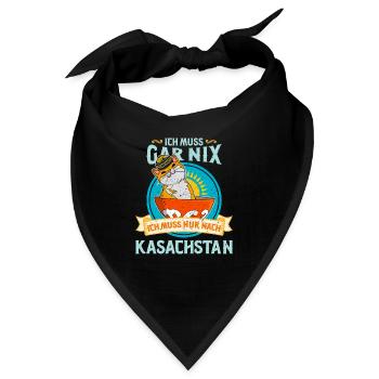 Kasachstan Kasach Katze National Flagge Adler - Bandana - Schwarz - Vorne