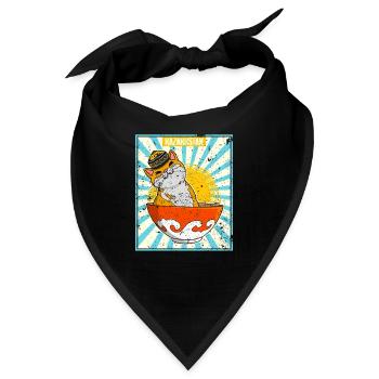 Kasachisch Kasachstan National Flagge Katze - Bandana - Schwarz - Vorne
