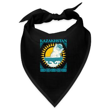 Kasachisch Flagge National Normaden Adler - Bandana - Schwarz - Vorne