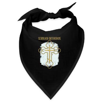 Serbien Belgrad Balkan Orthodox Flagge Kreuz - Bandana - Schwarz - Vorne
