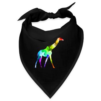 Bunte Regenbogen Giraffe Tiere Polygon - Bandana - Schwarz - Vorne