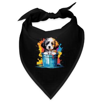 Niedlicher Hund Farbeimer für einen Hundebesitzer - Bandana - Schwarz - Vorne