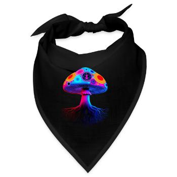 Psychedelischer Pilz - Bandana - Schwarz - Vorne