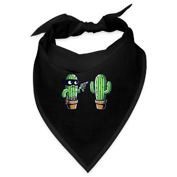 Lustiger Kaktus Wilder Westen Überfall - Bandana - Schwarz - Vorne