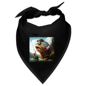 Angler Karikatur - Bandana - Schwarz - Vorne