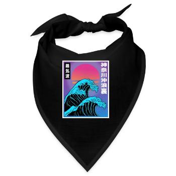 Vaporwave Aesthetic Big Wave Japan Style Art - Bandana - Schwarz - Vorne