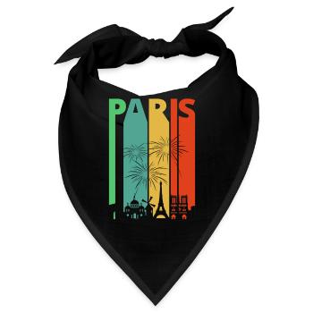 Weinlese Retro Paris. Frankreich. Stadtbild. Horizont. - Bandana - Schwarz - Vorne