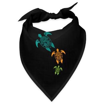 Maori Schildkröten Gruppe Tattoo Geschenk Idee - Bandana - Schwarz - Vorne