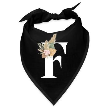 Buchstabe F Blumen - Bandana - Schwarz - Vorne