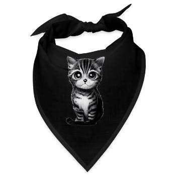 Gezeichnete Katze - Bandana - Schwarz - Vorne