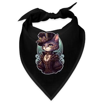 Viktorianische Steampunk Katze - Bandana - Schwarz - Vorne