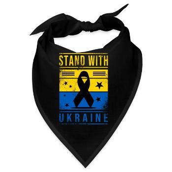 Ukraine Flagge mit Friedenszeichen - Bandana - Schwarz - Vorne