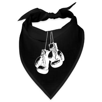 Hängend weisse Boxhandschuhe Design. Logo Design - Bandana - Schwarz - Vorne