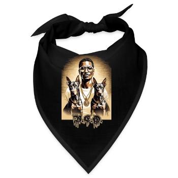 Rapper mit Dobermänner - Bandana - Schwarz - Vorne