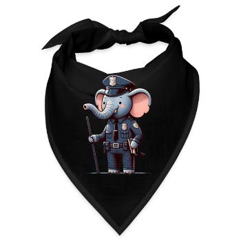 Cute Elephant Police Officer - Bandana - Schwarz - Vorne