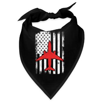 USA Patriotischer Flugzeugliebhaber - Bandana - Schwarz - Vorne
