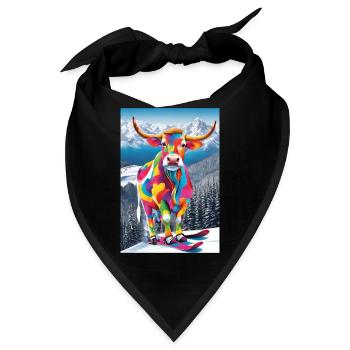 Kuh im Skigebiet - Bandana - Schwarz - Vorne