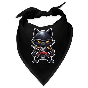 Ninja Katze - Samurai Kätzchen - Bandana - Schwarz - Vorne