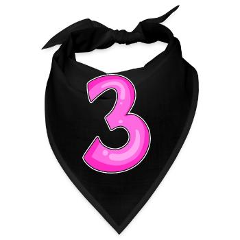 Drei - 3 - Nummer 3 - Zahl 3 - Bandana - Schwarz - Vorne