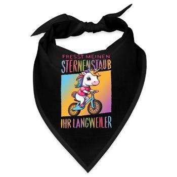 Süßes Einhorn auf Fahrrad - Bandana - Schwarz - Vorne