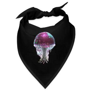 Qualle, Pailletten,glitzer,metallisch,pink - Bandana - Schwarz - Vorne