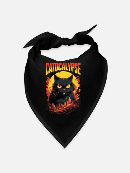 Katze Catocalypse Stadt Chaos Kreatur Monsterkatze - Bandana - Schwarz - Vorne