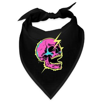 Neon-Schädel-Blitzausbruch - Bandana - Schwarz - Vorne