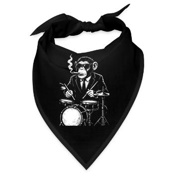 Affe mit Zigarre spielt Trommeln - Bandana - Schwarz - Vorne