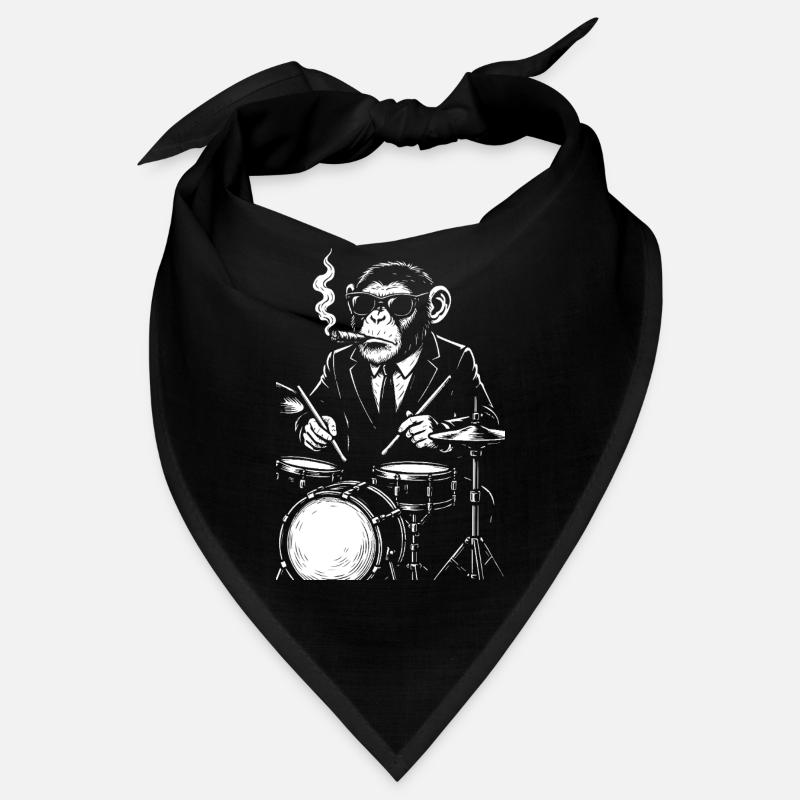 Affe mit Zigarre spielt Trommeln Bandana