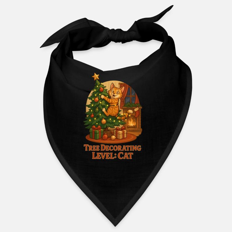 Kater schmückt Weihnachtsbaum Bandana